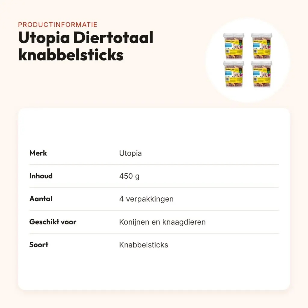Utopia Diertotaal knabbelsticks 450 g – multipack 4 stuks – productinformatie