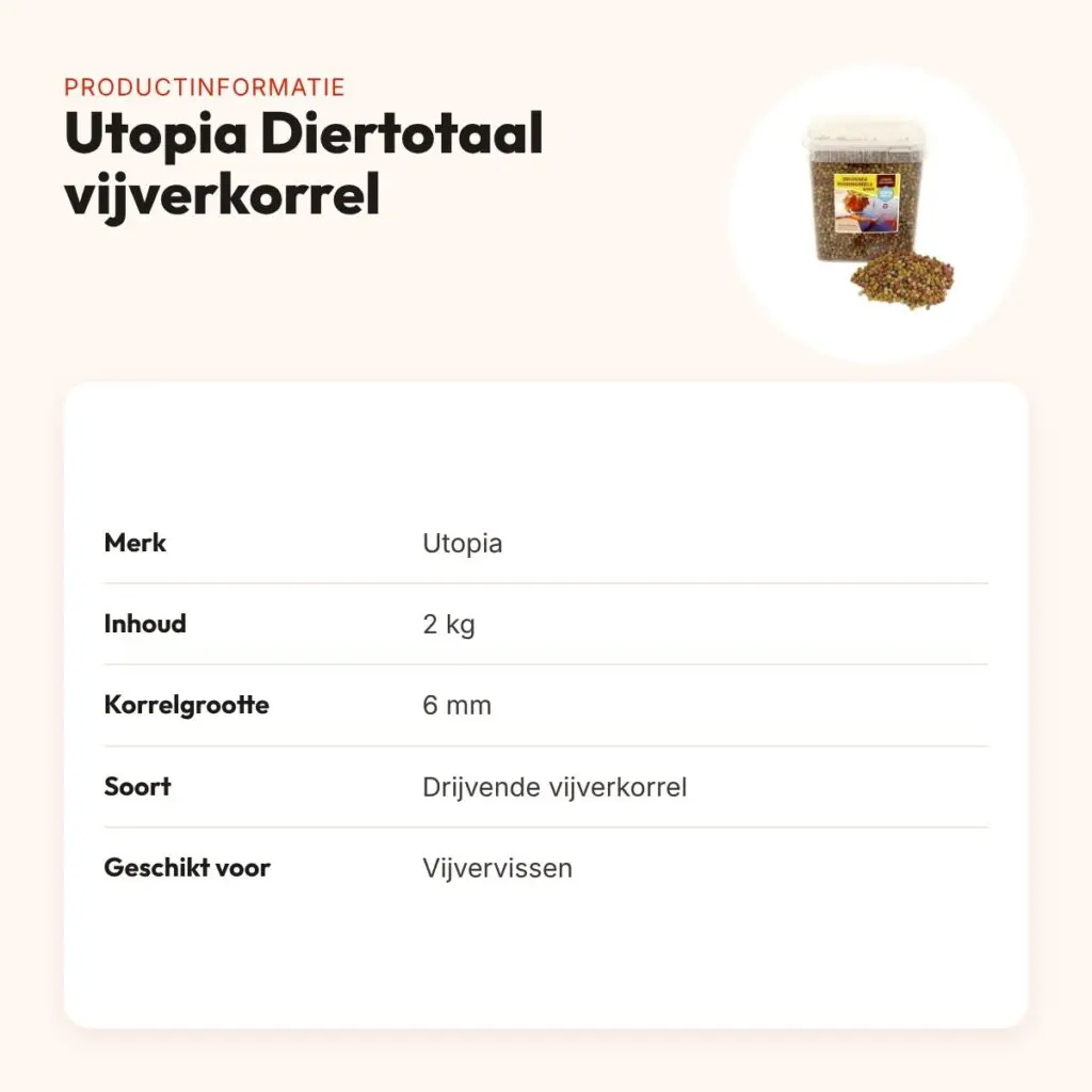 Utopia Diertotaal vijverkorrel drijvend 6 mm 2 kg – productinformatie