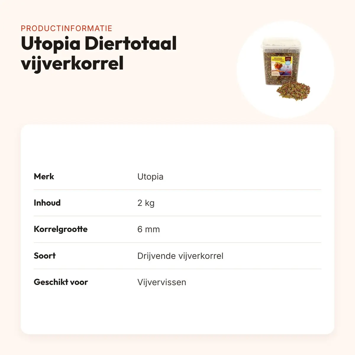 Utopia Diertotaal vijverkorrel drijvend 6 mm 2 kg – productinformatie