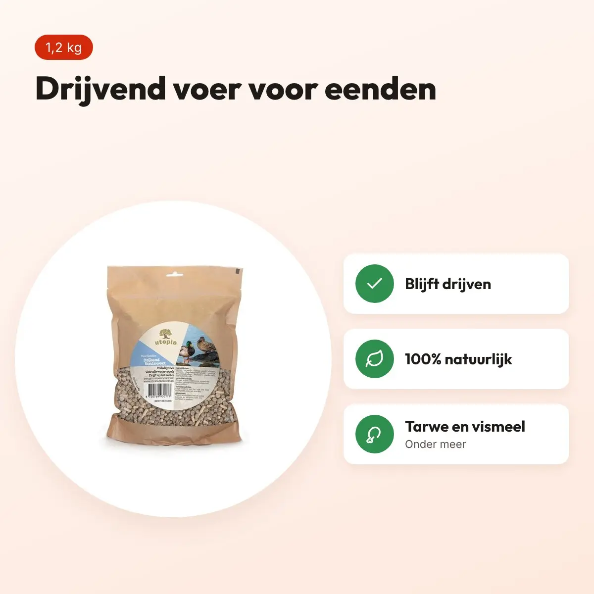 Utopia drijvend eendenvoer 1,2 kg – luxe strooivoer – voordelen