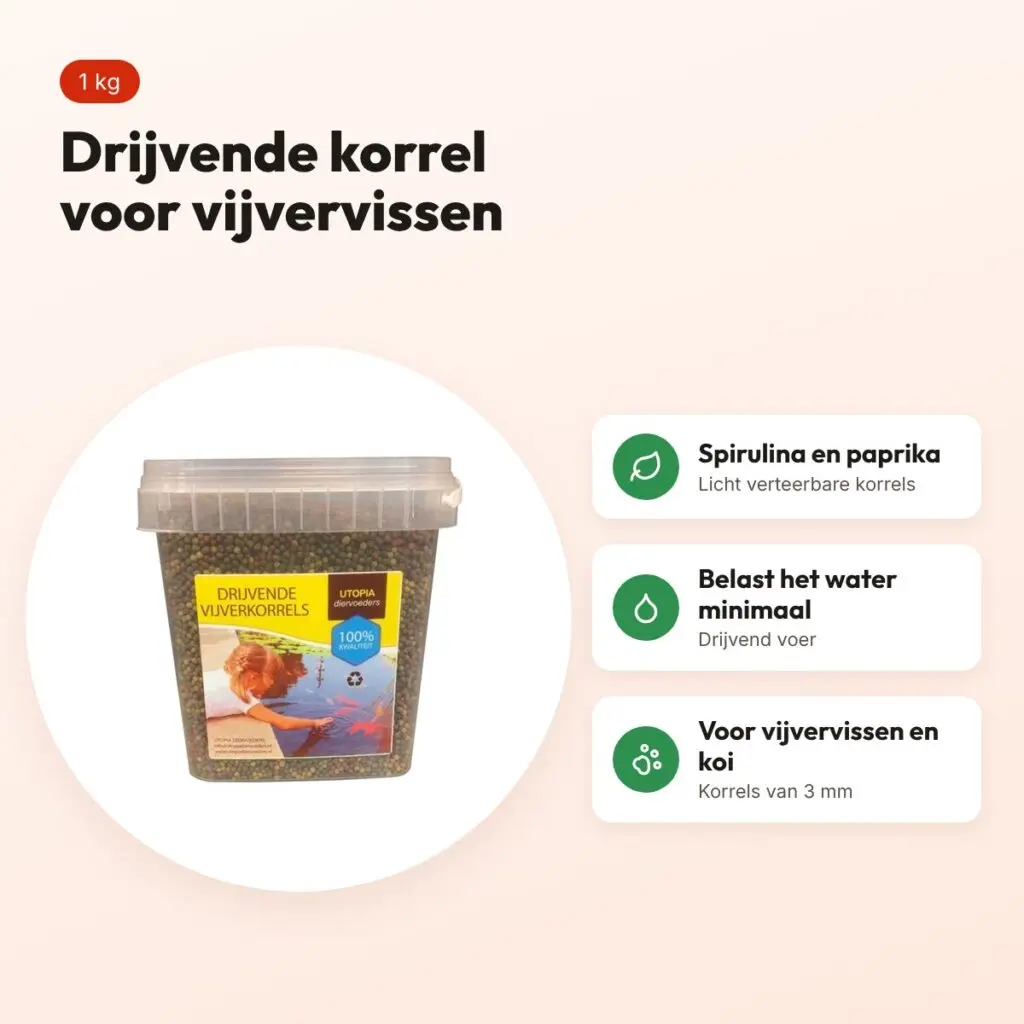 Utopia drijvende vijverkorrel 3 mm 1 kg – voor vijvervissen en koi – voordelen