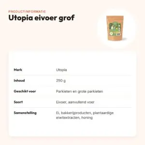 Utopia eivoer grof 250 g – aanvullend voer voor parkieten – productinformatie