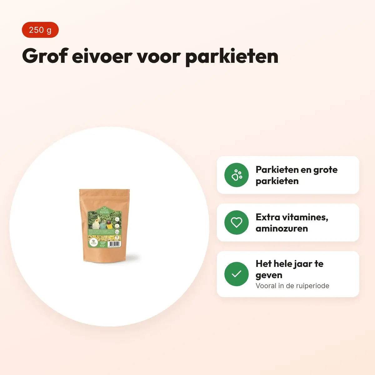 Utopia eivoer grof 250 g – aanvullend voer voor parkieten – voordelen