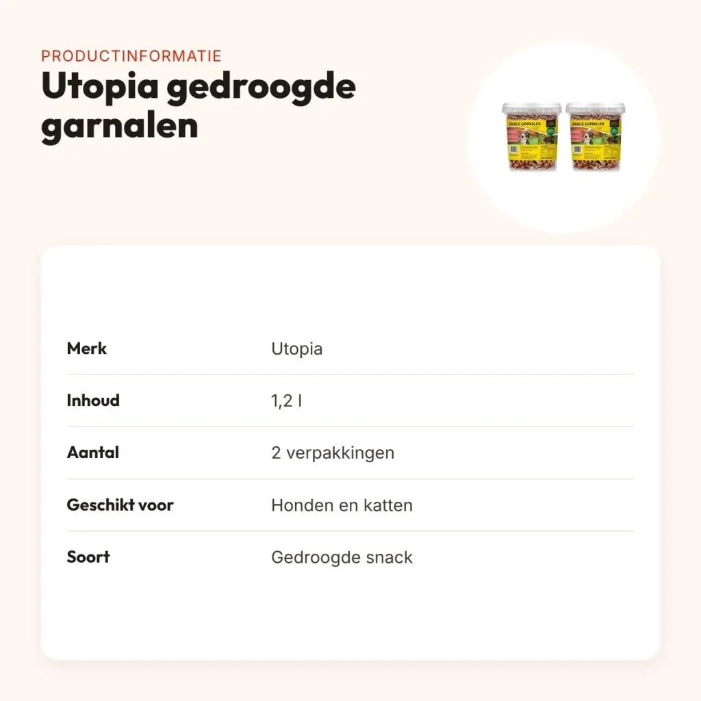 Utopia gedroogde garnalen voor hond en kat 1,2 l – multipack 2 stuks – productinformatie