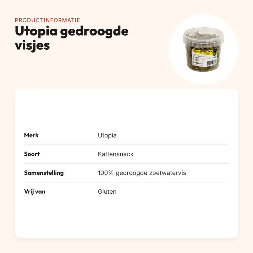 Utopia gedroogde visjes 60 g – hypoallergene snack – productinformatie