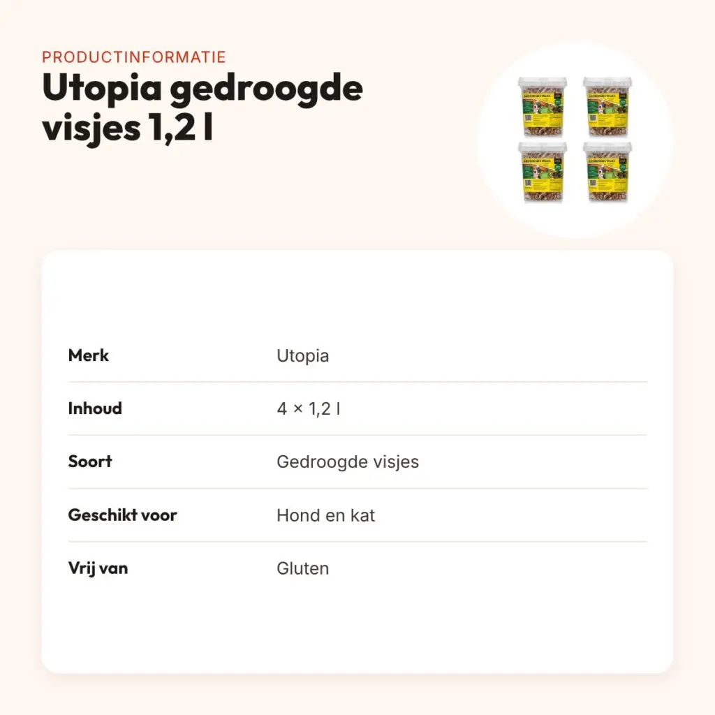 Utopia gedroogde visjes voor hond en kat 1,2 l – multipack 4 stuks – productinformatie