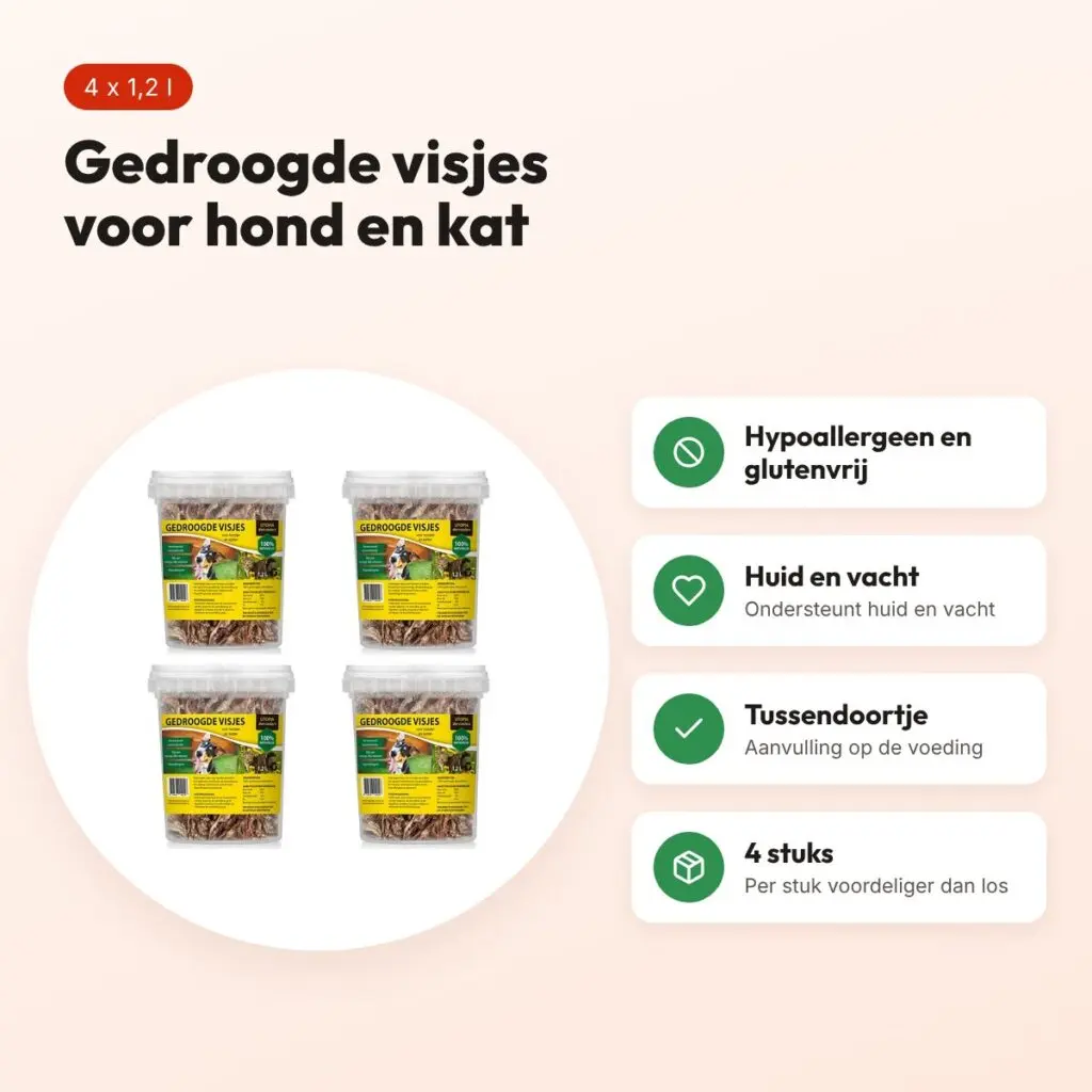 Utopia gedroogde visjes voor hond en kat 1,2 l – multipack 4 stuks – voordelen