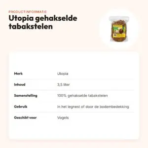 Utopia gehakselde tabakstelen 3,5 liter – tegen bloed- en vederluizen – productinformatie