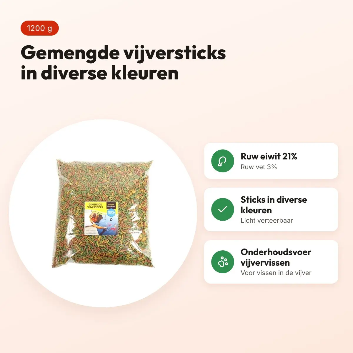 Utopia gemengde vijversticks 1200 g – onderhoudsvoer voor vijvervissen – voordelen