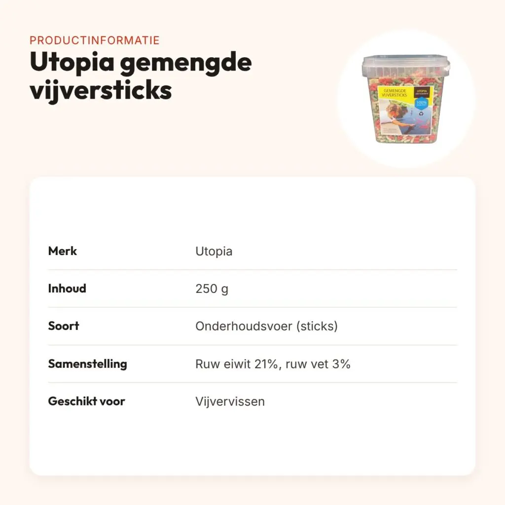Utopia gemengde vijversticks 250 g – onderhoudsvoer voor vijvervissen – productinformatie