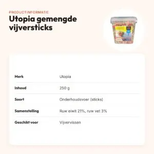 Utopia gemengde vijversticks 250 g – onderhoudsvoer voor vijvervissen – productinformatie