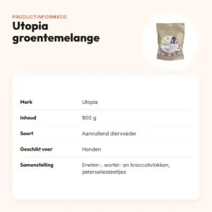 Utopia groentemelange 800 g – aanvullend diervoeder voor honden – productinformatie