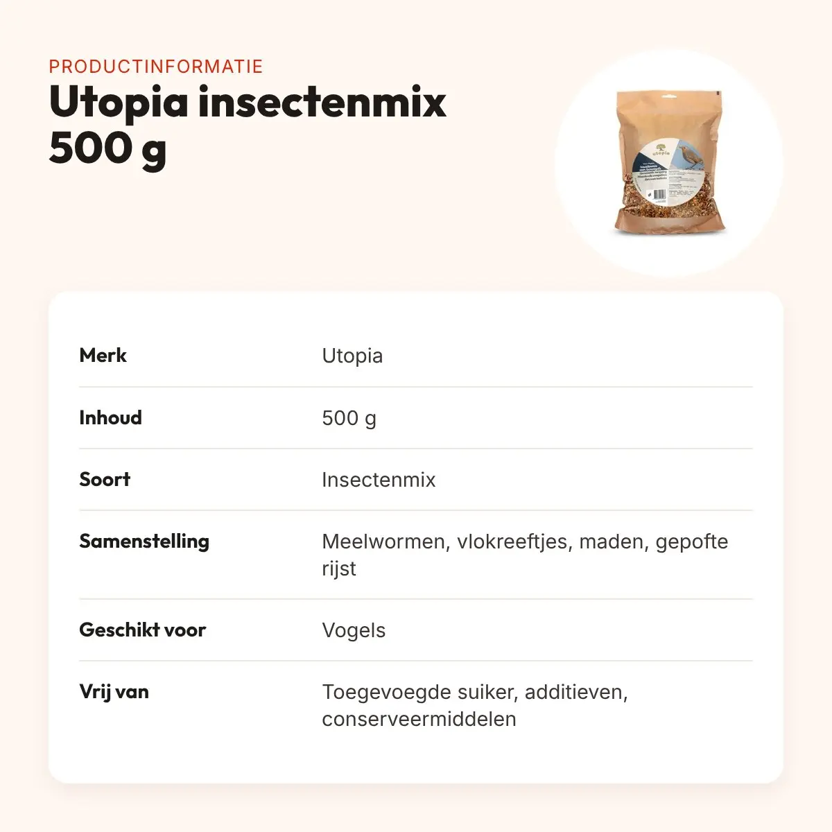 Utopia insectenmix 500 g – energiebron voor vogels – productinformatie