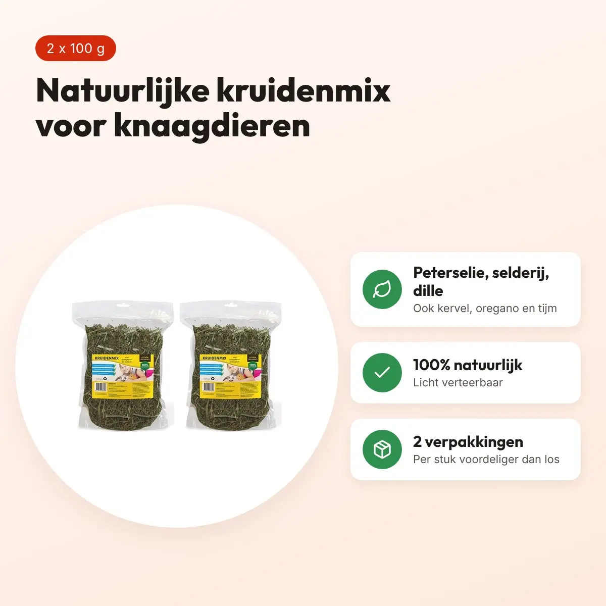 Utopia kruidenmix knaagdieren 100 g – peterselie, dille – multipack 2 stuks – voordelen