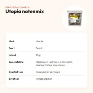 Utopia notenmix 75 g – snack voor knaagdieren en vogels – productinformatie