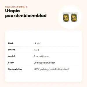 Utopia paardenbloemblad 150 g – gedroogd diervoeder – multipack 2 stuks – productinformatie