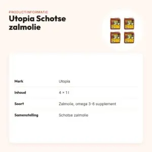 Utopia Schotse zalmolie 1 l – omega 3-6 supplement – multipack 4 stuks – productinformatie