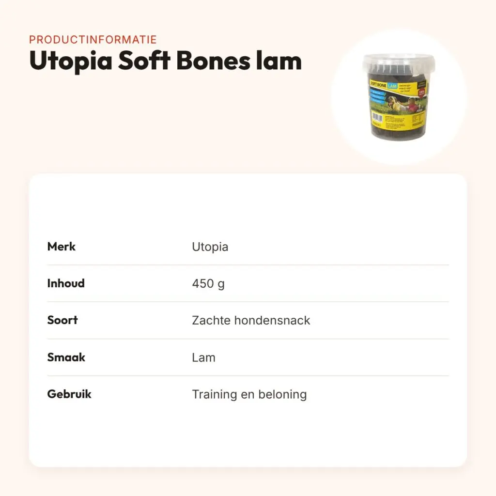 Utopia Soft Bones lam 450 g – zachte hondensnacks – productinformatie