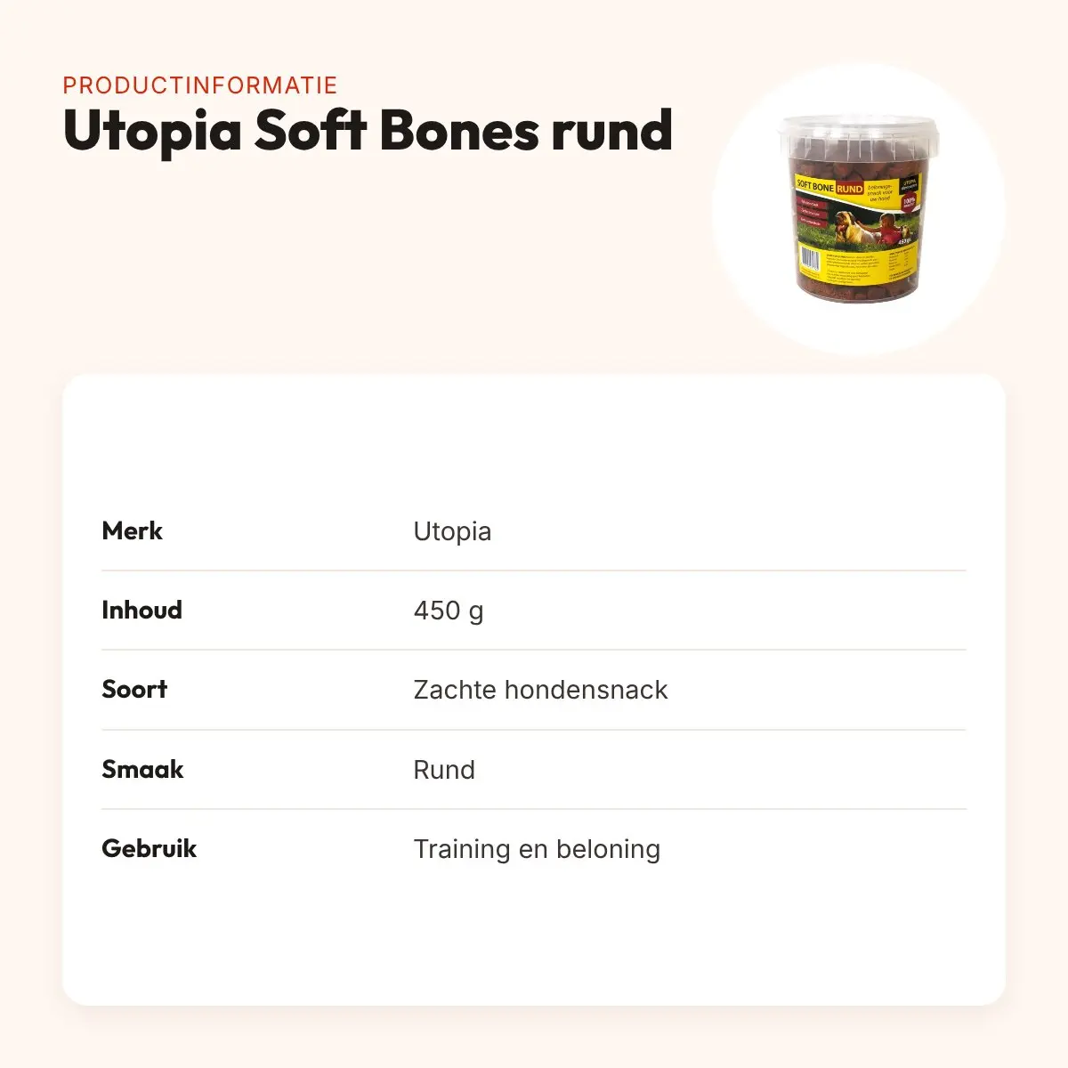Utopia Soft Bones rund 450 g – zachte hondensnacks – productinformatie