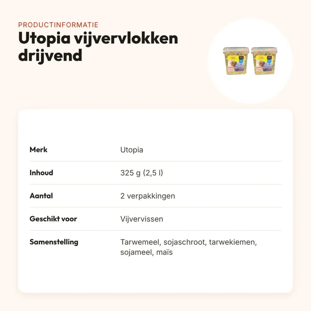 Utopia vijvervlokken drijvend 325 g (2,5 l) – multipack 2 stuks – productinformatie