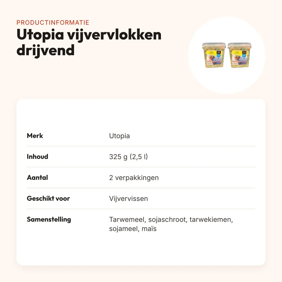 Utopia vijvervlokken drijvend 325 g (2,5 l) – multipack 2 stuks – productinformatie
