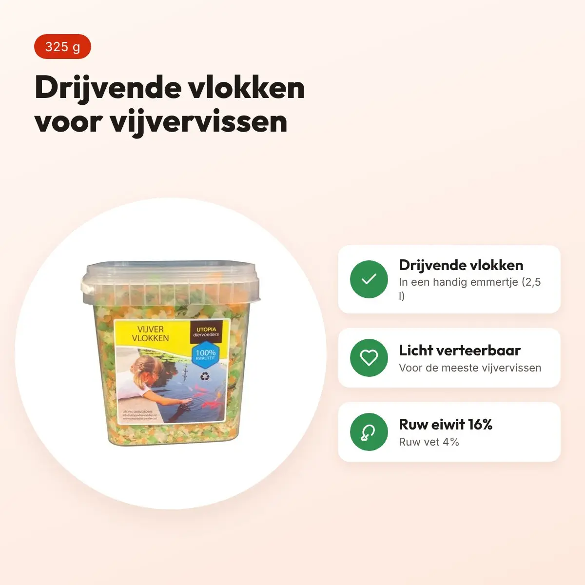 Utopia vijvervlokken drijvend 325 g (2,5 l) – voor vijvervissen – voordelen