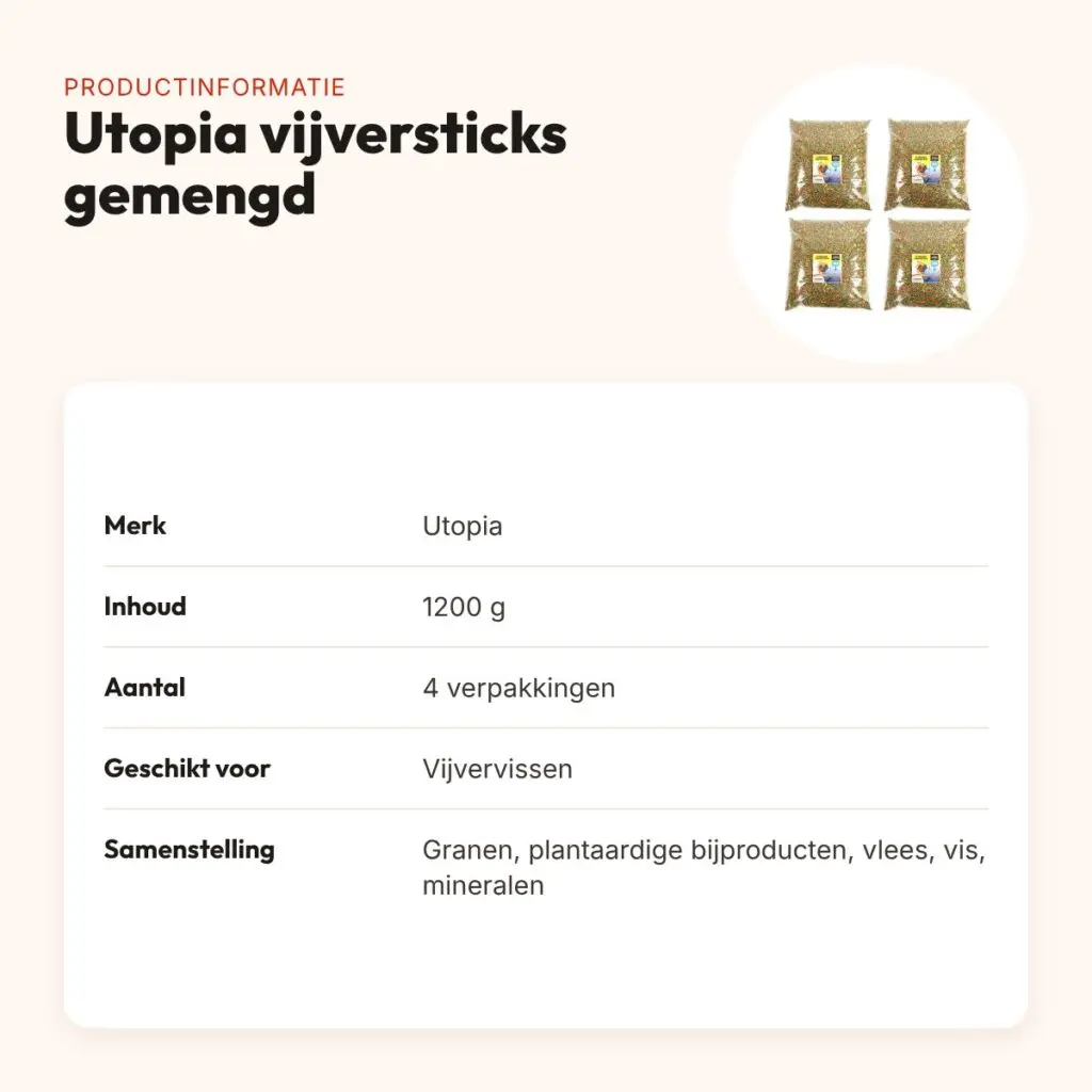 Utopia vijvervoer gemengde vijversticks 1200 g – multipack 4 stuks – productinformatie