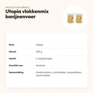 Utopia vlokkenmix konijnenvoer 550 g – gedroogd – multipack 2 stuks – productinformatie
