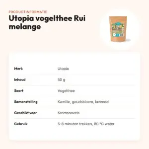 Utopia vogelthee Rui melange 50 g – kruiden voor kromsnavels – productinformatie