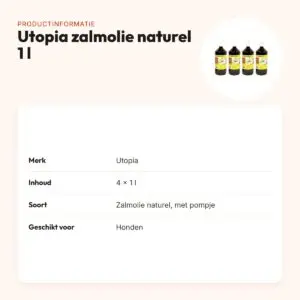 Utopia zalmolie hond naturel 1 l met pompje – multipack 4 stuks – productinformatie