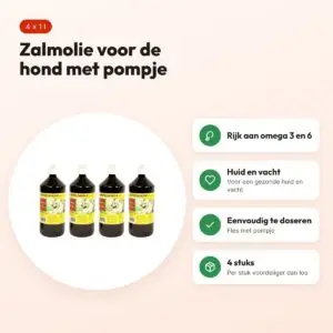 Utopia zalmolie hond naturel 1 l met pompje – multipack 4 stuks – voordelen