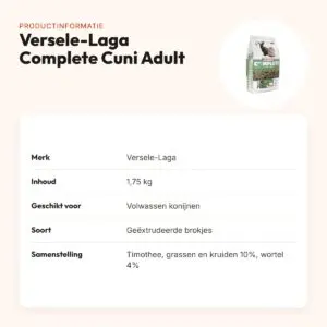 Versele-Laga Complete Cuni konijnenvoer Adult 1,75 kg – Dental Care – productinformatie