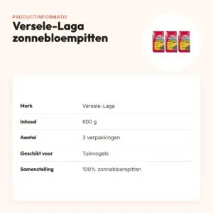 Versele-Laga gestreepte zonnebloempitten 600 g – multipack 3 stuks – productinformatie