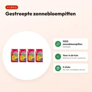 Versele-Laga gestreepte zonnebloempitten 600 g – multipack 4 stuks – voordelen