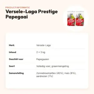 Versele-Laga papegaaienvoer Prestige Papegaai 3 kg – multipack 2 stuks – productinformatie