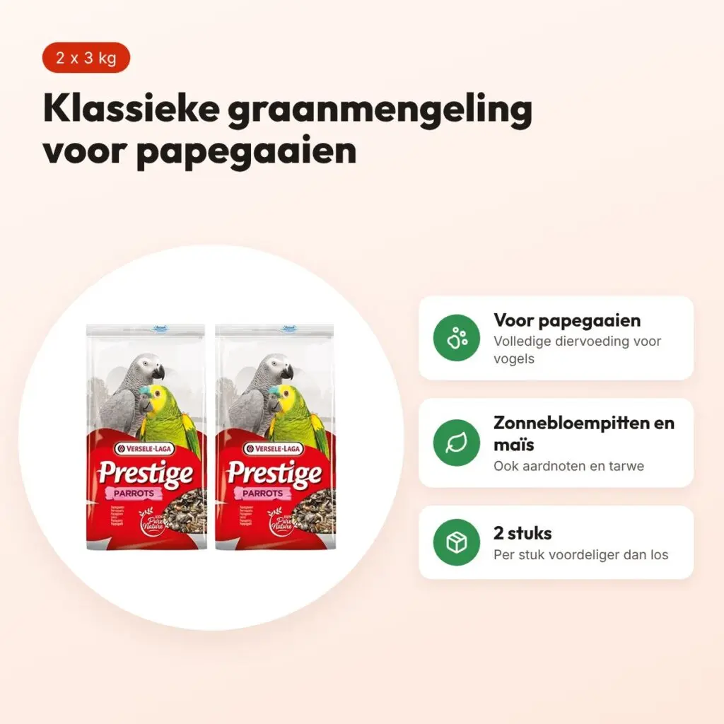 Versele-Laga papegaaienvoer Prestige Papegaai 3 kg – multipack 2 stuks – voordelen