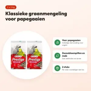 Versele-Laga papegaaienvoer Prestige Papegaai 3 kg – multipack 2 stuks – voordelen