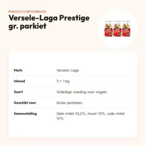 Versele-Laga Prestige grote parkiet parkietenvoer 1 kg – multipack 3 stuks – productinformatie