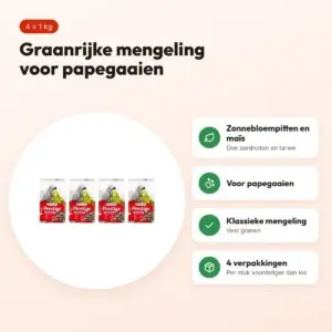 Versele-Laga Prestige papegaaienvoer 1 kg – graanrijk – multipack 4 stuks – voordelen