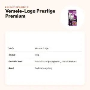 Versele-Laga Prestige Premium Australische papegaai 1 kg – zaadmengeling – productinformatie