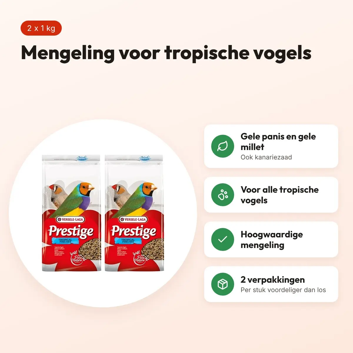 Versele-Laga Prestige vogelvoer tropische vogels 1 kg – multipack 2 stuks – voordelen