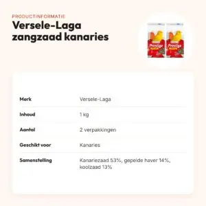Versele-Laga Prestige zangzaad kanaries 1 kg – multipack 2 stuks – productinformatie