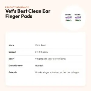 Vet's Best Clean Ear Finger Pads hond 50 stuks – multipack 2 stuks – productinformatie