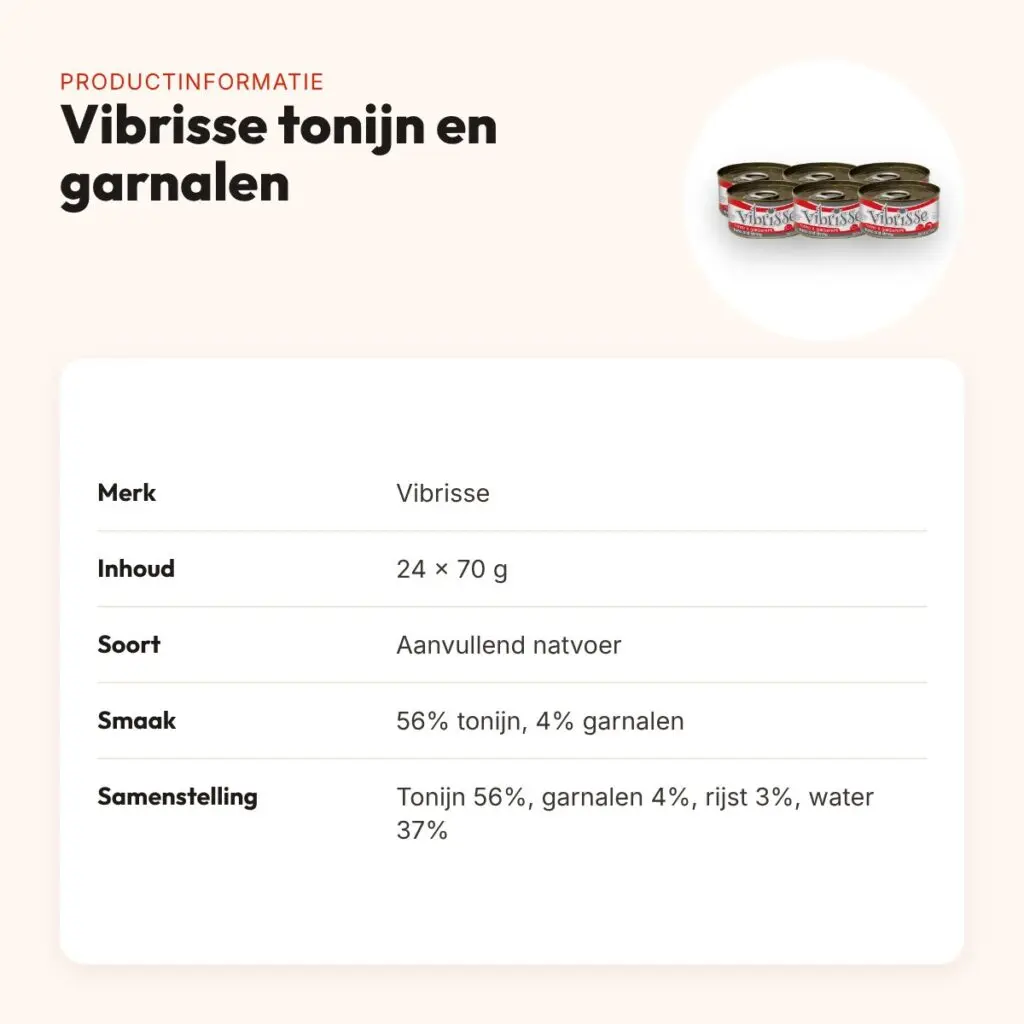 Vibrisse kattenvoer tonijn en garnalen 24 x 70 g – aanvullend natvoer – productinformatie