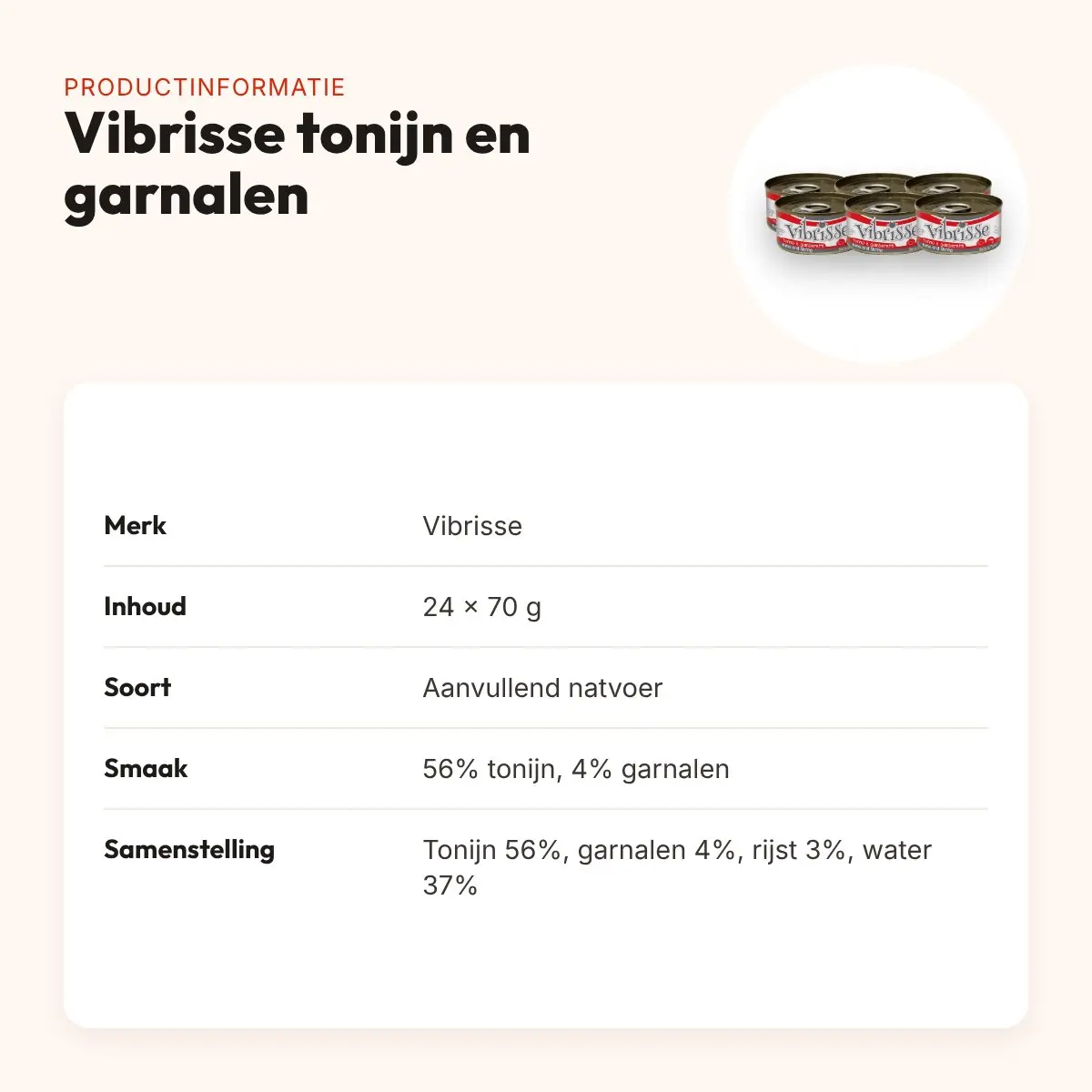 Vibrisse kattenvoer tonijn en garnalen 24 x 70 g – aanvullend natvoer – productinformatie