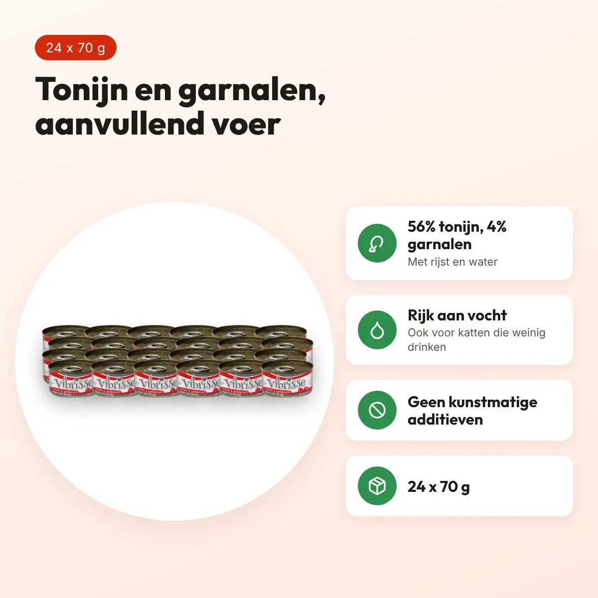 Vibrisse kattenvoer tonijn en garnalen 24 x 70 g – aanvullend natvoer – voordelen