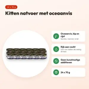 Vibrisse Kittens natvoer oceaanvis 24 x 70 g – aanvullend – voordelen