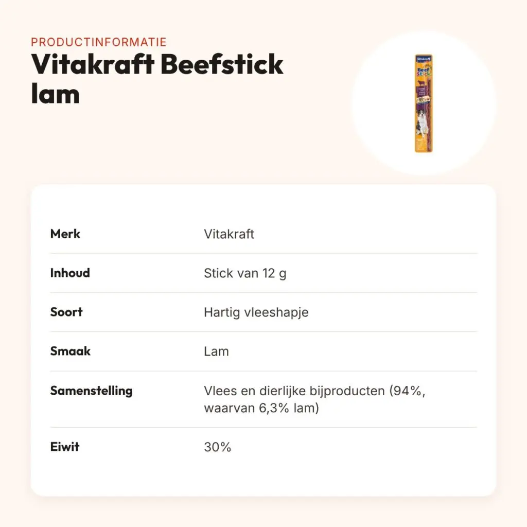 Vitakraft Beefstick lam 12 g – hartig vleeshapje voor honden – productinformatie
