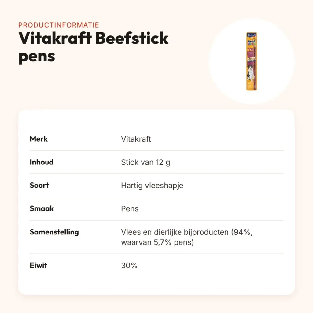 Vitakraft Beefstick pens 12 g – hartig vleeshapje voor honden – productinformatie