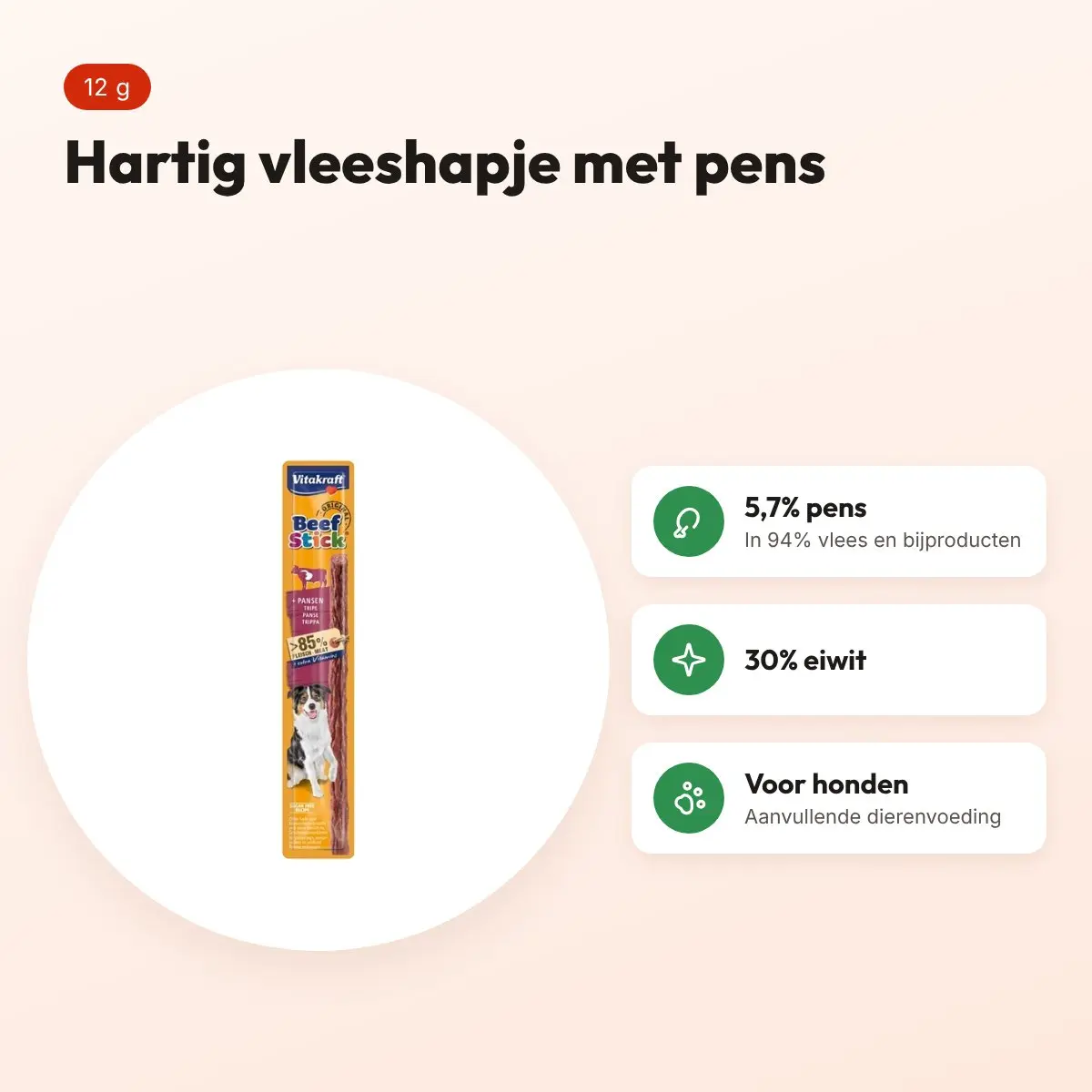 Vitakraft Beefstick pens 12 g – hartig vleeshapje voor honden – voordelen